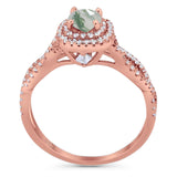 Art Deco Round Natural Stone Twisted Ring