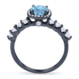 Vintage Style Round Natural Stone Wedding Ring