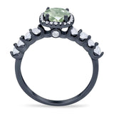 Vintage Style Round Natural Stone Wedding Ring