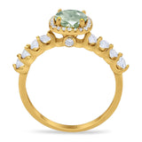 Vintage Style Round Natural Stone Wedding Ring