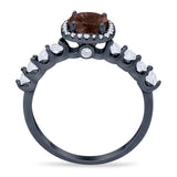 Vintage Style Round Natural Stone Wedding Ring