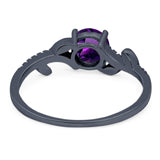 Round Natural Stone Leaf Style Ring