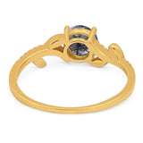 Round Natural Stone Leaf Style Ring