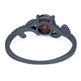 Round Natural Stone Leaf Style Ring
