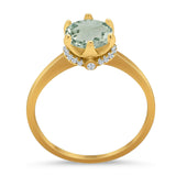 Art Deco Round Natural Stone Halo Ring