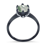 Art Deco Round Natural Stone Halo Ring