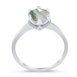 Art Deco Round Natural Stone Halo Ring