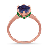 Art Deco Round Natural Stone Halo Ring