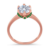 Art Deco Round Natural Stone Halo Ring
