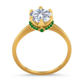 Art Deco Round Natural Stone Halo Ring