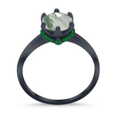 Art Deco Round Natural Stone Halo Ring