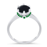 Art Deco Round Natural Stone Halo Ring