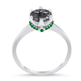 Art Deco Round Natural Stone Halo Ring