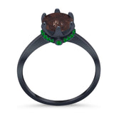 Art Deco Round Natural Stone Halo Ring