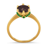 Art Deco Round Natural Stone Halo Ring