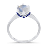 Art Deco Round Natural Stone Halo Ring