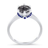 Art Deco Round Natural Stone Halo Ring