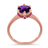 Art Deco Round Natural Stone Halo Ring
