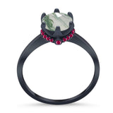Art Deco Round Natural Stone Halo Ring