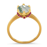 Art Deco Round Natural Stone Halo Ring