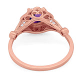 Vintage Style Round Natural Stone Wedding Ring