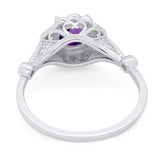 Vintage Style Round Natural Stone Wedding Ring