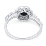 Art Deco Round Natural Stone Flower Ring