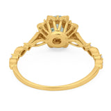 Art Deco Round Natural Stone Flower Ring