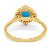 Floral Round Natural Stone Halo Ring