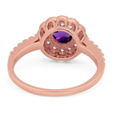 Art Deco Round Natural Stone Floral Ring