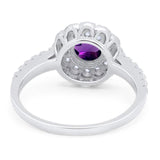 Art Deco Round Natural Stone Floral Ring
