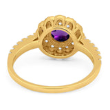 Art Deco Round Natural Stone Floral Ring