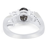 Art Deco Oval Natural Stone Trio Ring
