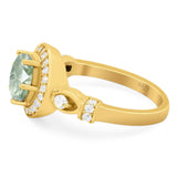 Art Deco Round Natural Stone Wedding Ring