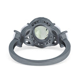 Oval Natural Stone Halo Ring