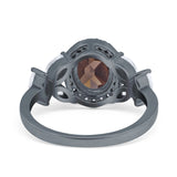 Oval Natural Stone Halo Ring