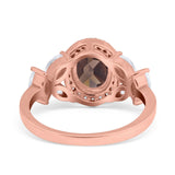 Oval Natural Stone Halo Ring