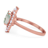 Vintage Style Round Natural Stone Halo Ring