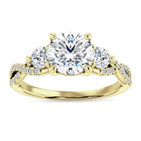 IGI Certified Round 3 Carat Lab Grown Diamond Twisted Trio Ring