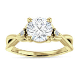 14K Gold IGI Certified Round 2 Carat Lab Grown Diamond Twisted Trio Ring