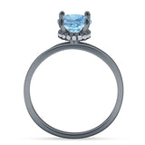 Art Deco Round Natural Stone Solitaire Ring