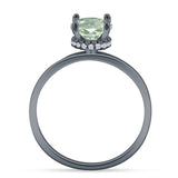 Art Deco Round Natural Stone Solitaire Ring
