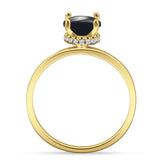 Art Deco Round Natural Stone Solitaire Ring