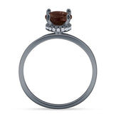 Art Deco Round Natural Stone Solitaire Ring