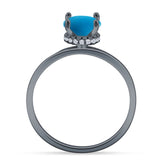 Art Deco Round Natural Stone Solitaire Ring