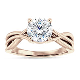 18K Gold IGI Certified Round 1 Carat Lab Grown Diamond Twisted Solitaire Ring