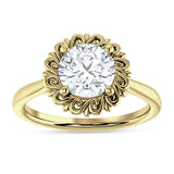 18K Gold IGI Certified Round 1 Carat Lab Grown Diamond Floral Solitaire Ring