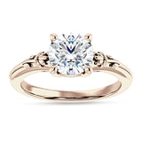 10K Gold IGI Certified Round 1 Carat Lab Grown Diamond Flower Ring