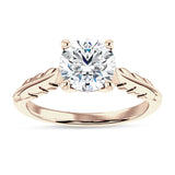 14K Gold IGI Certified Round 2 Carat Lab Grown Diamond Leaf Solitaire Ring