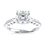 10K Gold IGI Certified Round 1 Carat Lab Grown Diamond Leaf Solitaire Ring